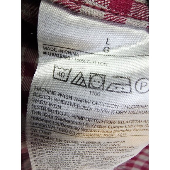 Banana Republic Slim Fit Luxe Flannel Size Large Mens Burgundy Gray Check Shirt - Picture 6 of 9